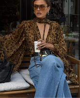 Sheer long sleeve animal print shirt for women featured for trendy outfits